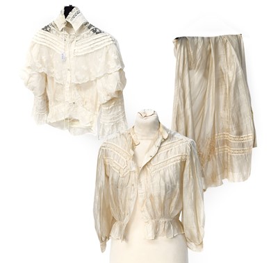 Lot 2045 - Early 20th Century Cream Silk Wedding Outfit,...
