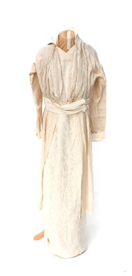 Lot 2043 - Edwardian Cream Silk Chiffon and Brocade...