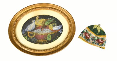 Lot 2140 - Late 19th Century Oval Beadwork Panel...