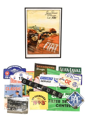 Lot 121 - ~ BEDFORD: A 1930/40's Metal Sign, FIAT...