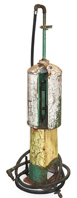 Lot 86 - ~ A 1930's Cylindrical Fuel Pump, with rubber...