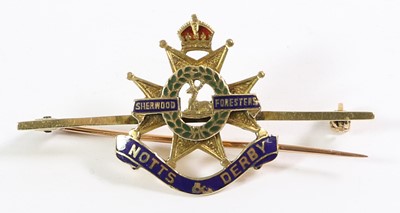 Lot 67 - The Sherwood Foresters - A 15 Carat Gold and...