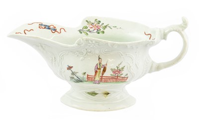 Lot 210 - A Worcester Porcelain High-Footed Sauceboat,...
