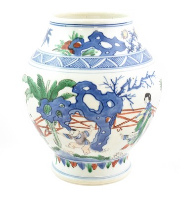 Lot 304 - A Chinese Wucai Porcelain Jar, Kangxi, of...