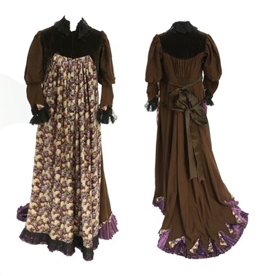 Lot 2083 - Late 19th Century Green Wool, Velvet and Silk...