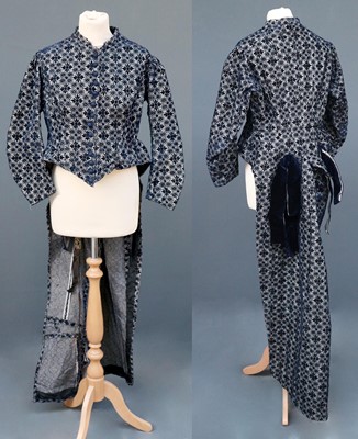Lot 2078 - Late 19th Century Grey Silk and Dark Blue...