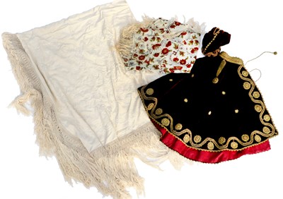 Lot 2205 - 20th Century Ottoman Red Velvet Cape, woven...