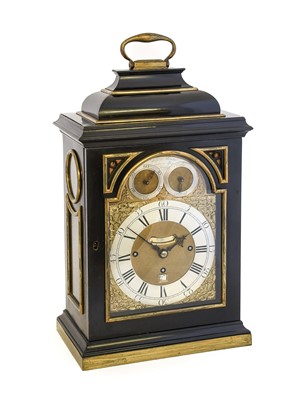 Lot 394 - An Ebony Veneered Quarter Chiming Table Clock,...