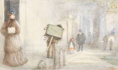 Lot 1008 - James Smetham (1821-1889) Street scene with...