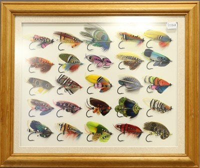 Lot 66 - A Large Framed Set of Twenty Five Get Eyed Salmon Flies