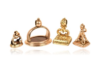 Lot 2092 - A Victorian Gold-Mounted Fob-Seal and Three Gilt-Metal Mounted Fob-Seals