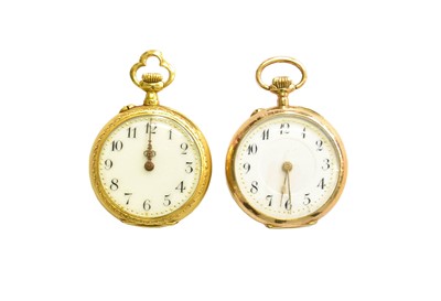 Lot 43 - A Lady's 18 Carat Gold Enamel Fob Watch, case...