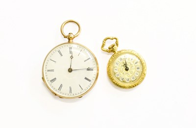 Lot 83 - A Lady's 14 Carat Gold Enamel Fob Watch, case...