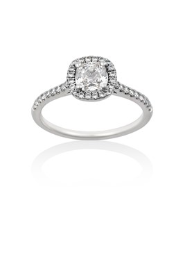 Lot 2083 - A Platinum Diamond Cluster Ring the cushion...