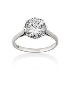 Lot 2094 - A Platinum Diamond Solitaire Ring the round...