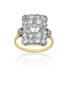 Lot 2028 - A Diamond Plaque Ring the rectangular plaque...