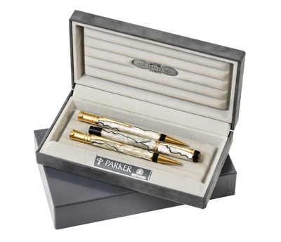 Lot 2080 - A Parker Duofold Fountain-Pen, Rollerball-Pen and Mechanical Pencil