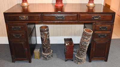Lot 1245 - An Early 20th Century Chinese Hardwood Double...