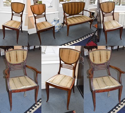 Lot 1183 - A Seven Piece Edwardian Stained Beech Salon...