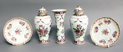 Lot 325 - A Garniture of Three Samson Porcelain Vases in...
