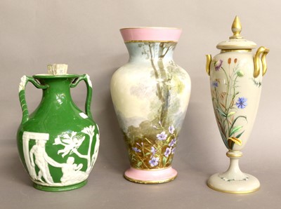 Lot 311 - An Opaque Green Cameo Vase, after the Roman...