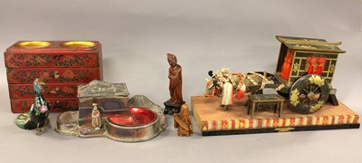 Lot 371 - A Japanese Lacquered Model of a Cart on Stand,...