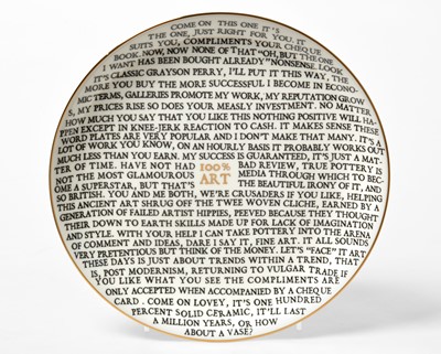 Lot 149 - Grayson Perry RA (b.1960) "100% ART PLATE",...