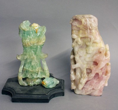 Lot 396 - A Chinese Pink Quartz Vase and Cover, carved...