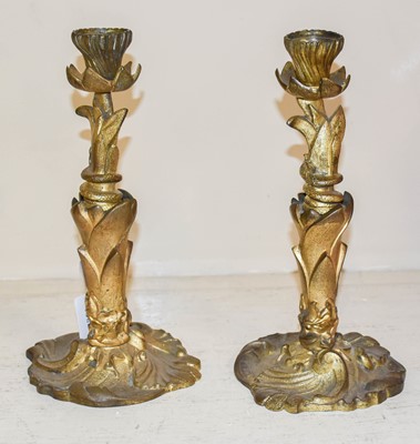 Lot 1082 - A Pair of Gilt Bronze Candlesticks, of...