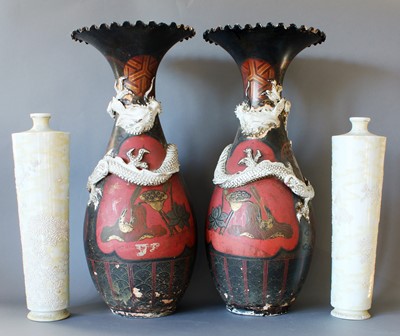 Lot 1103 - A Pair of Arita Lacquered Porcelain Vases,...