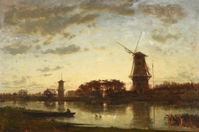 Lot 1219 - Félix Ziem (1821-1911) French Windmills in the...
