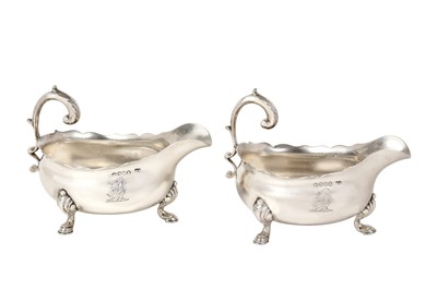 Lot 2190 - A Pair of George IV Silver Sauceboats