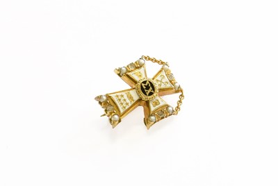 Lot 46 - An Enamel, Diamond and Split Pearl Cross...