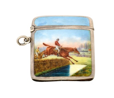 Lot 2156 - A Continental Silver and Enamel Vesta-Case