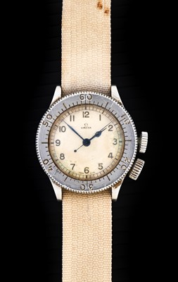 Lot 2234 - Omega: A Rare Second World War Stainless Steel...
