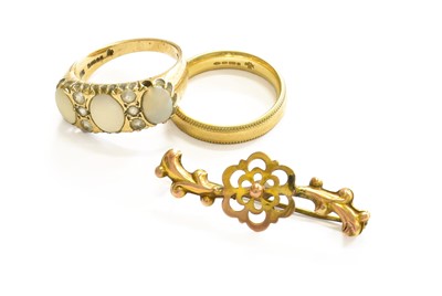 Lot 17 - A 9 Carat Gold Band Ring, finger size N; A 9...