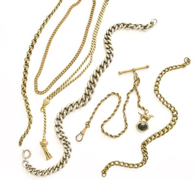 Lot 8 - A Graduated Silver Watch Chain, length 37.5cm;...