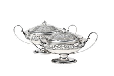 Lot 2124 - A Pair of George III Silver-Tureens and Covers