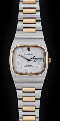 Lot 2258 - Omega: A Steel and Gold Electronic Mega Quartz...