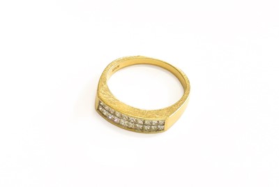 Lot 12 - A Diamond Two Row Ring, the graduated princess...
