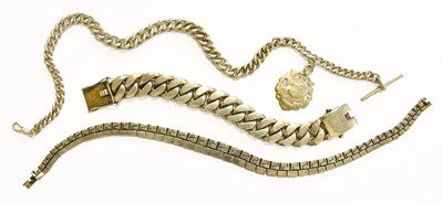 Lot 72 - A Curb Link Bracelet, stamped '925',length...