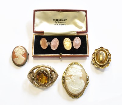 Lot 86 - A Pair of 9 Carat Gold Cufflinks; A Victorian...