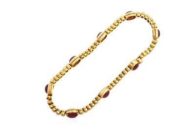 Lot 2050 - A Ruby and Diamond Bracelet eight cabochon...