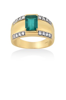 Lot 2045 - An 18 Carat Gold Emerald and Diamond Ring the...