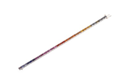 Lot 2086 - A Multi-Coloured Sapphire Line Bracelet formed...