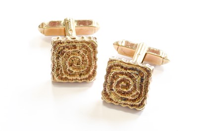 Lot 168 - A Pair of 9 Carat Gold Cufflinks, the textured...