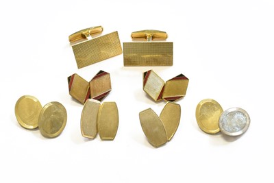 Lot 84 - A Pair of 9 Carat Gold Cufflinks, the textured...