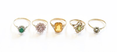Lot 157 - Four 9 Carat Gold Dress Rings, of varying...