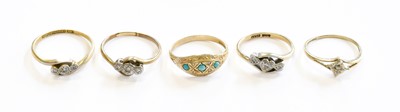 Lot 159 - A 9 Carat Gold Turquoise and Split Pearl Ring,...
