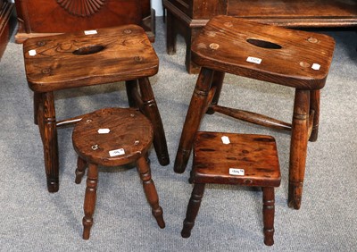 Lot 1324 - Four Various Elm Stools